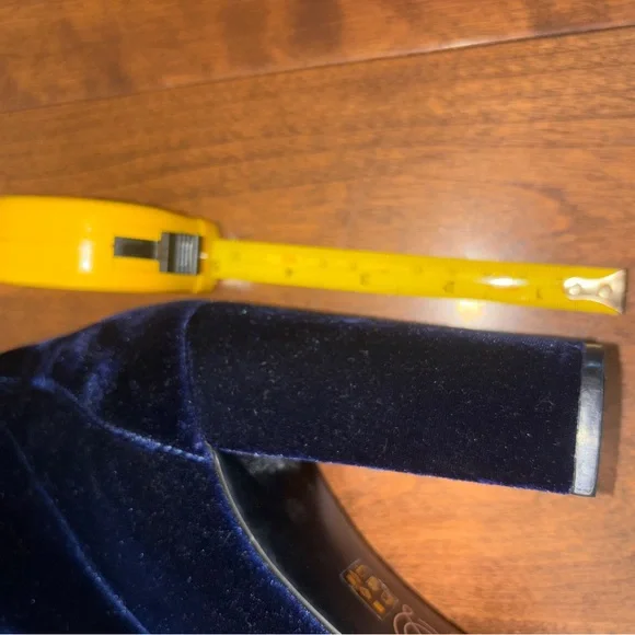 Elegant Navy Velvet Knee-High Boots - Picture 2 of 9